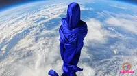 Silk-covered mannequin launched in stratosphere