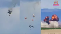 two US fighter jets collide, air show in Idaho, video, crew ejects safely
