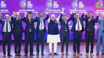 Sam Altman Dario Amodei PM Modi AI Impact Summit