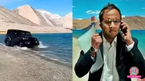 thar and fortuner fined rs 50000 for chasing gazelle in ladakh pangong lake 