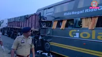 yamuna expressway Bus accident, Bus collides with truck