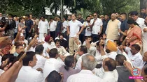 Congress dharna PM awaas