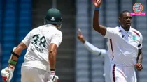 Justin Greaves, West Indies vs Pakistan, Pakistan collapse, WI vs PAK, Justin Greaves Test cricket record, Justin Greaves five successive maiden overs, Justin Greaves career-best 5 for 27, Stuart Broad record, जस्टिन ग्रीव्स, पाकिस्तान, वेस्टइंडीज, वेस्टइंडीज पाकिस्तान टेस्ट सीरीज 2026
