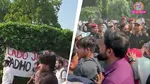 Jamia Students Clash with Security Guards Amid Union Election Protest Classes Shift Online free kashmir slogans emerge
