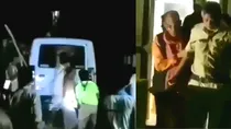 बाएं से दाएं: पालघर में डंडे से पीटती हुई भीड़. वो साधु जिसकी हत्या हुई, पुलिसवाले के साथ. फोटो- वीडियो स्क्रीनशॉट.