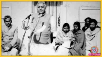 बिहार के पूर्व सीएम बिंदेश्वरी दुबे की भाषण देते हुए तस्वीर.