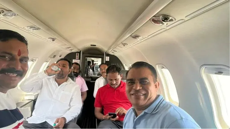 Rebel Maharashtra MLAs inside a private jets.