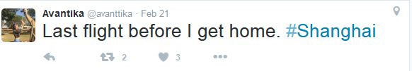 Avantika's last tweet before leaving for home