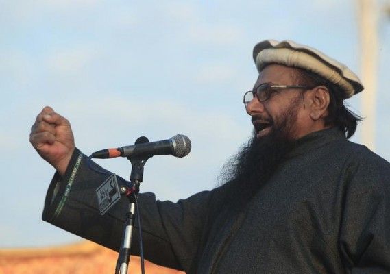 Saeed, chief of the Jamat-ud-Dawa organisation, speaks to his supporters during a rally to mark Kashmir Solidarity Day, in Islamabad
