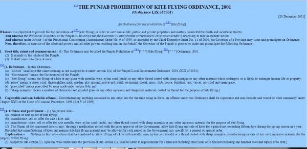 kite ban in pakistan