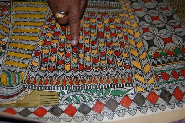 use of natural colour in mithila godna painting