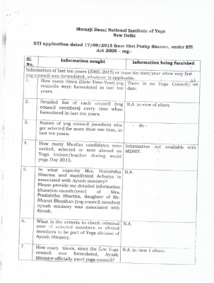 Ayush ministry RTI 2
