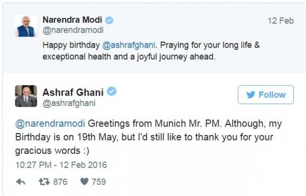 WRONG TWEET TO AFGAN PRESIDENT BY MODI
