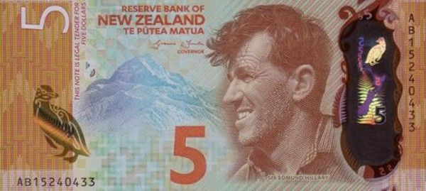न्यूजीलैंड के 5 डॉलर का नोट