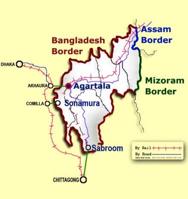 tripura rail & road map