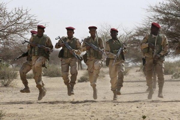 Members of the Mauritanian special forces dance after a training session during Flintlock 2015, a U.S.-led military exercise, in Mao