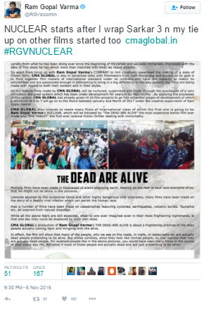 राम गोपाल वर्मा का ट्वीट 