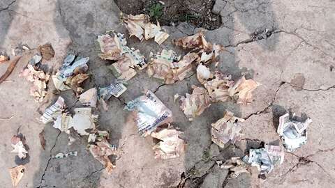 गांव में जगह जगह पड़ें मिले फटे नोट