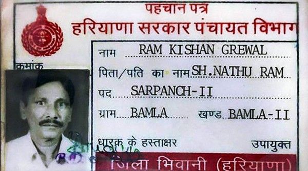 New Delhi: **File** Identity card of 70-year-old ex-serviceman Ram Kishan Grewal who allegedly committed suicide over One Rank, One Pension scheme in New Delhi.PTI Photo(PTI11_2_2016_000288B)