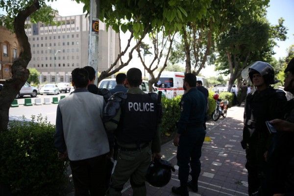 Iranian police stand near the parliament's building during a gunmen attack in central Tehran, Iran, June 7, 2017. TIMA via REUTERS ATTENTION EDITORS - THIS IMAGE WAS PROVIDED BY A THIRD PARTY. FOR EDITORIAL USE ONLY.
