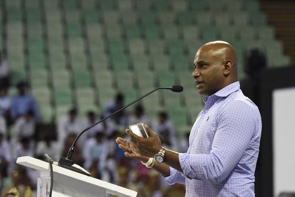 Sri Lankan Cricketer Sanath Jayasuriya During The Launch Of STAIRS School Football League In Delhi