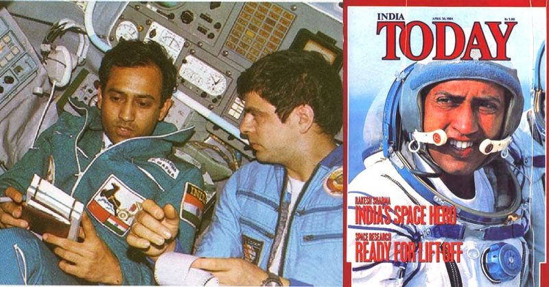 Salyut-7 स्पेस स्टेशन में शर्मा और एनातोली सोलोवयोव. इंडिया टुडे के कवर पर राकेश.