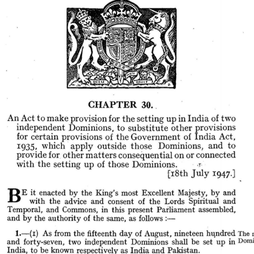 भारतीय स्वतंत्रता अधिनियम पर 18 जुलाई 1947 को मुहर लगी.