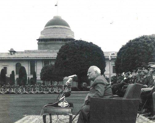 President V.V. Giri addressing N.C.C. Cadets at the Mughal Gardens