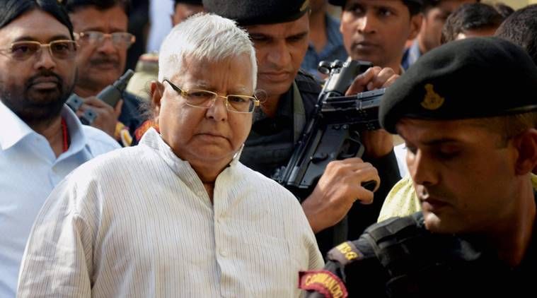 Ranchi: RJD leader and former Bihar chief minister Lalu Prasad arrives at a special CBI court in Ranchi on Thursday connection with the multi-crore fodder scam case. PTI Photo(PTI6_22_2017_000024B)