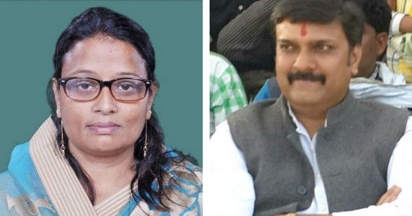 सांसद रेखा वर्मा (बाएं) और विधायक शशांक त्रिवेदी के बीच मारपीट का वीडियो वायरल हो रहा है.