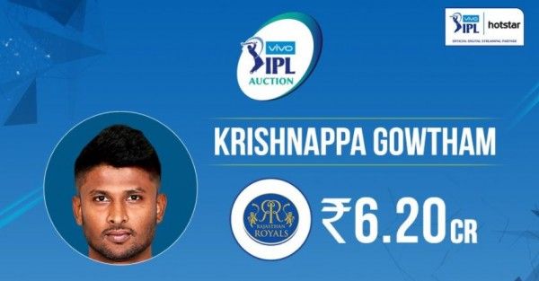 गौथम को राजस्थान ने 6.20 करोड़ में खरीदा है.