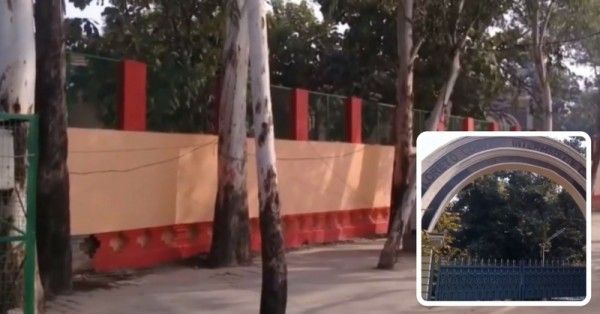 लखनऊ के स्कूल लॉरेटो कॉन्वेंट की बाउंड्री को भगवा रंग से पुतवा दिया गया है.