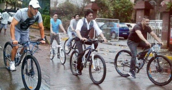 सलमान खान को कई बार मुंबई की सड़कों पर साइकिल चलाते हुए देखा जा सकता है. (शाहरुख के साथ साइकलिंग करते सलमान).