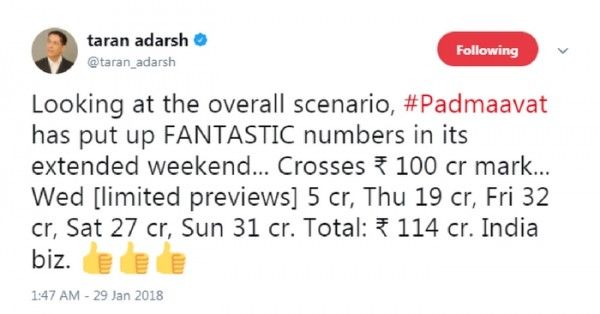 ये खबर हमें दी है ट्रेड एनालिस्ट तरण आदर्श ने.