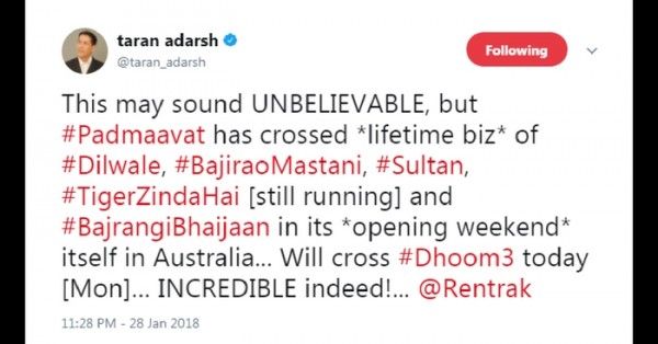 देखिए तरण आदर्श का वो ट्वीट.