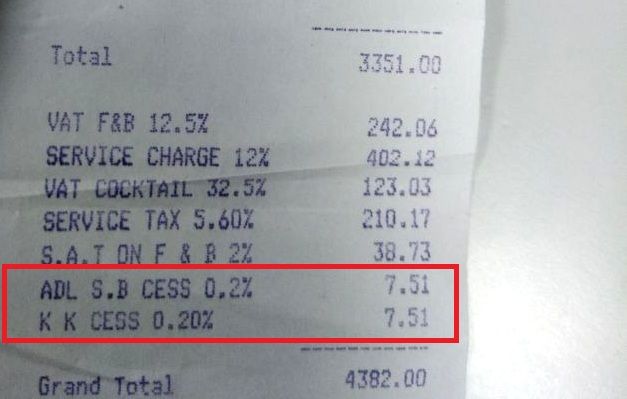 लाल चौकोन में बिल की कुल रकम पर लगा सेस नज़र आ रहा है.