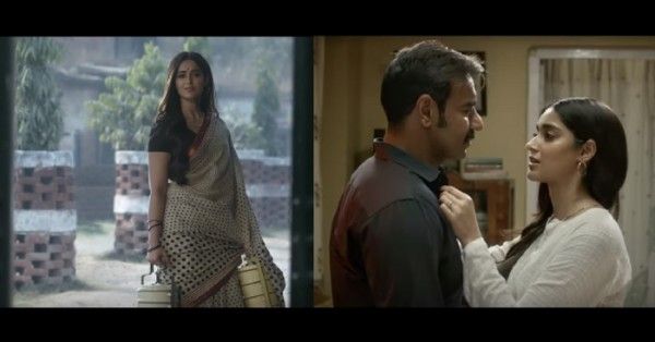 फिल्म के दो अलग-अलग दृश्यों में अजय़ और इलियाना.