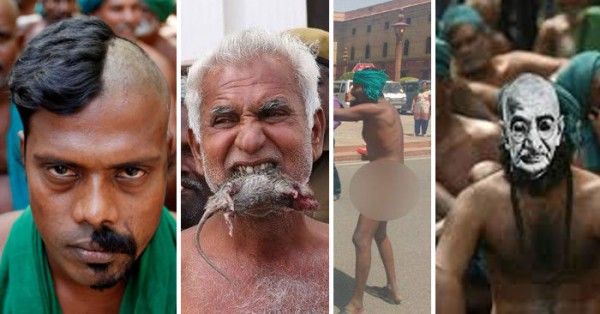 तमिल किसानों ने विरोध जताने के लिए आधे बाल मुंडा लिए, मुंह में मरे चूहे दबाए, नंगे हो गए, उन्होंने किसी को नुकसान नहीं पहुंचाया.