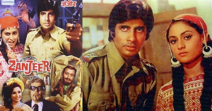 फिल्म 'ज़ंजीर' का पोस्टर. फिल्म 'ज़ंजीर' के एक सीन में अमिताभ बच्चन और जया भादुड़ी.
