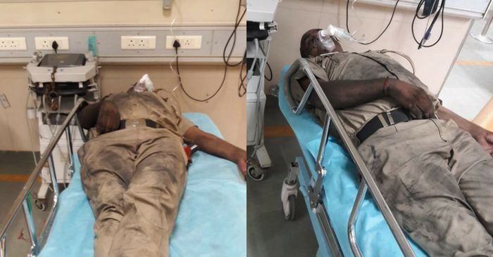 अस्पताल में भर्ती घायल पुलिसकर्मी.