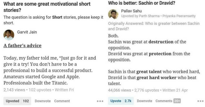 Quora हर साल कुछ लोगों को टॉप-राईटर का खिताब देती है. ये वो लोग होते हैं जो बेहतरीन जवाब देते हैं ना की वे जिनके फालोवर्स ज्यादा होते हैं. 