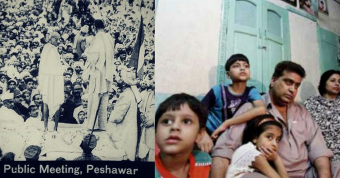 बाएं पर खिदमतगर खुदाई मूवमेंट की तस्वीर है और दाएं पर नूरजहां का परिवार.