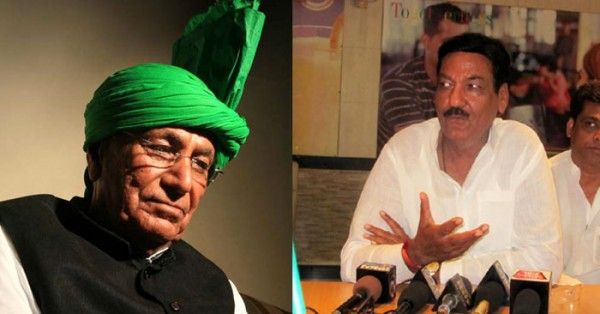 ओम प्रकाश चौटाला और रंजीत चौटाला (बाएं से दाएं)