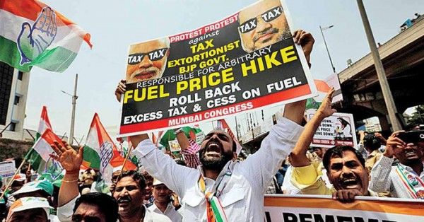 कांग्रेस के भारत-बंद विरोध-प्रदर्शन की एक तस्वीर