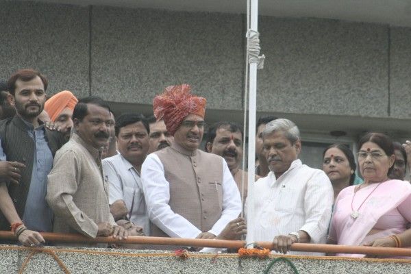 Shivraj Singh Chauhan, Chief Minister of Madhya Pradesh during 65th Independence Day celebration at Motilal Nehru Stadium in Bhopal, Madhya Pradesh, India