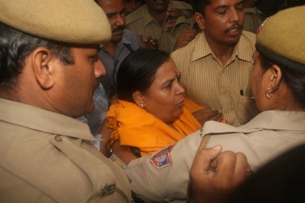 Uma Bharti, former Chief Minister Madhya Pradesh and President of Bharatiya Janshakti Party is arrested after the All party Leaders meeting in New Delhi, India