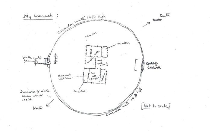 ये डायग्राम है नैनी सेंट्रल जेल की उस बैरक का, जिसमें नेहरू को बंद रखा गया था. इसे बनाया था खुद नेहरू ने (फोटो: नेहरू मेमोरियल म्यूजियम ऐंड लाइब्रेरी)