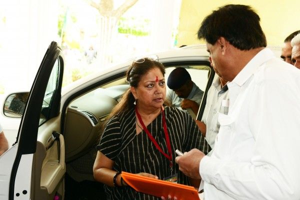 Rajasthan Chief Minister Vasundhara Raje at BJP State office during BJP President Amit Shah jaipur visit photo by purushottam Diwakar