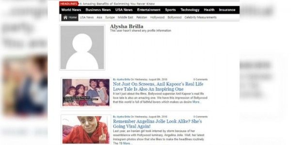 # अब हमने खोजा, इस ख़बर को लिखने वाले को. नाम आया किन्हीं अलायशा ब्रिल्ला का. जिनकी इस वेबसाइट पर न कोई तस्वीर मिली न कोई जानकारी.