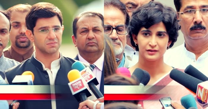 राहुल गांधी के किरदार में अर्जुन माथुर और प्रियंका गांधी के किरदार में अहाना कुमरा.